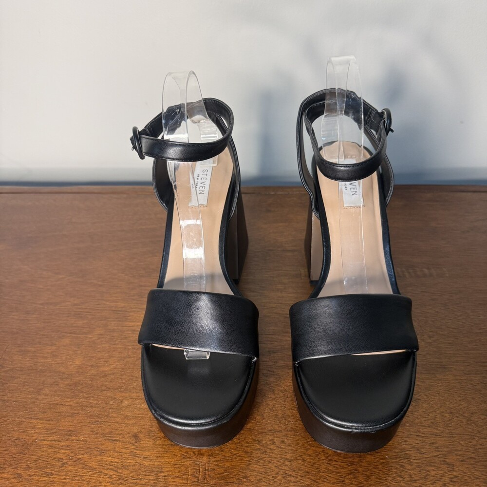 Steven New York Paysin Chunky Platform Black Heels Sandals Sz 10 Prom Formal - Picture 4 of 11